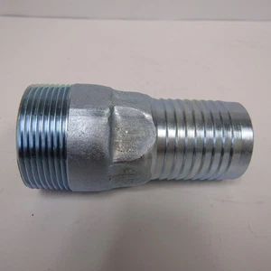 KING COMBINATION NIPPLE 1-1/2" Male NPT x Hose Shank, Galvanized Steel - Picture 1 of 8