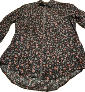 Camisa Guess Para Hombres Talla Med Negra Roja Granate Floral Manga Larga Con Botones - Imagen 1 de 5