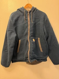 Carhartt Jacket Mens Large Reversible Sherpa Fleece Hooded Full Zip Workwear - Picture 1 of 8