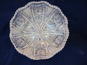 AMERICAN BRILLIANT HEAVY CUT GLASS FRUIT BOWL 9" X 4" - Picture 1 of 10