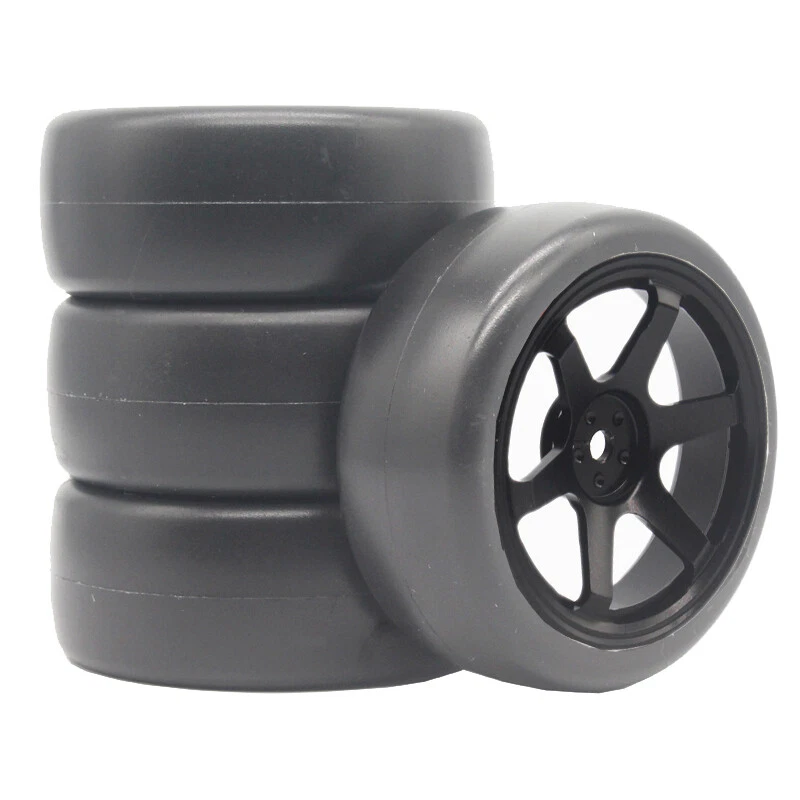 65mm Rubber Tire Metal Wheel Rim 12mm Hex for Wltoys 144001 HSP Kyosho Tamiya D4 - Image 1 of 4