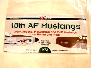 1/72 DK Decals 10th AF Mustangs A 36A P 51 & F 6D Over Burma & India 72093 - Picture 1 of 6