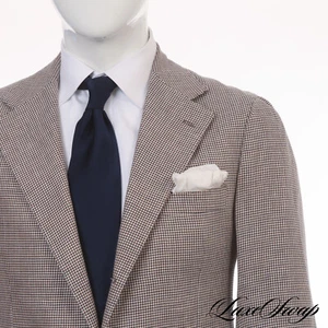 #1 MENSWEAR LNWOT Natalino Made in Italy Brown Cream Houndstooth Jacket 52 NR #2 - Picture 1 of 9