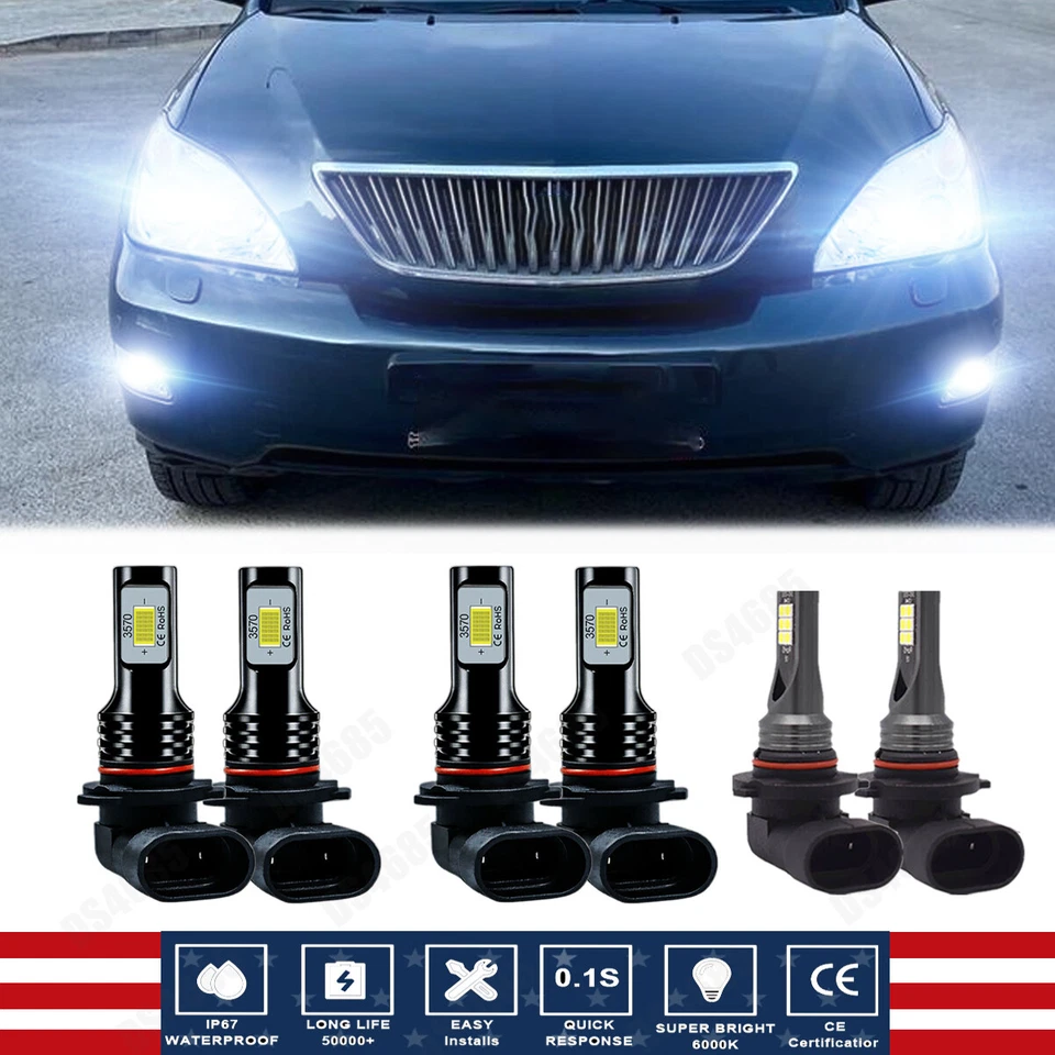 For Lexus RX300 1999-2003 6x Combo 9005 9006 LED Headlights + Fog Light Bulb HKL - Image 1 of 4