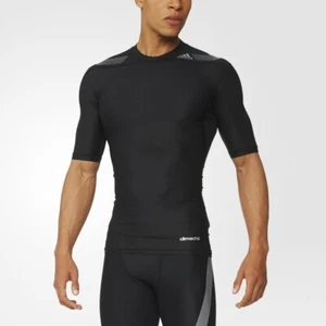 Adidas Techfit Mens Black Compression Short Sleeve Top Shirt Power Active Gym - Picture 1 of 7