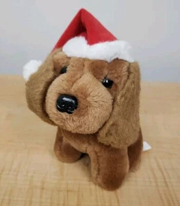 Vintage 1987 Premier Toy Corp Cocker Spaniel Natale Peluche Cucciolo Cane Babbo Natale Cappello - Foto 1 di 12