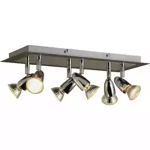 Magnum 6 Light Ceiling Plate Slate Chrome Effect Reflective Surface Home- Dented - Picture 1 of 6