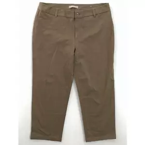 Pantalone chino donna Chico's marrone piatto davanti vita alta elasticizzato tasche 14 2,5 nuovo - Foto 1 di 9