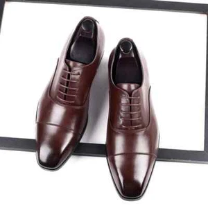 Scarpe eleganti da uomo punta quadrata scarpe da uomo in pelle stile business alla moda slip - Foto 1 di 26