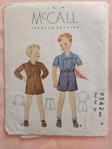 McCall's 9542 Child's Vintage (1937) Shirt & Shorts Pattern Size 6 - Picture 1 of 2