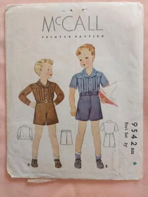 McCall's 9542 Child's Vintage (1937) Shirt & Shorts Pattern Size 6 - Image 1 of 2