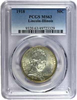 1918 PCGS MS63 Lincoln-Illinois Classic Silver Commemorative Half - Image 1 of 2