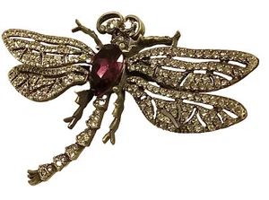Vtg Heidi Daus Fluttering DRAGONFLY BROOCH PIN w/ Jim Walters Scratched Out - Picture 1 of 11
