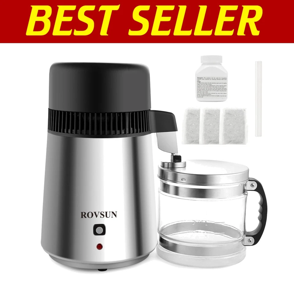 Rovsun Stainless Steel Countertop Water Distiller Machine 4l Fully Upgraded H...