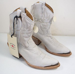 WHITE WESTERN BOOTIES ROUND TOE 