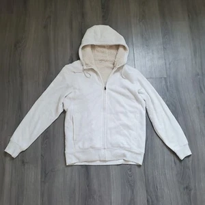 Uniqlo Hoodie Full Zip Fleece Lined Women's Medium White Cream Cozy Athleisure - Picture 1 of 8