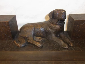 Inkwell Hounding Dog Thuringia Hand Carved Wood Antique German #QA - Picture 1 of 12