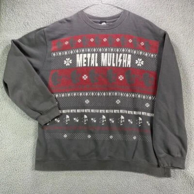 Metal Mulisha Sweatshirt 2XL Men Gray Ugly Christmas Sweater Y2K - Image 1 of 4