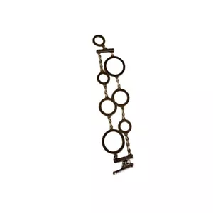 Brighton Silver Toggle Bracelet With Circular Links & Heart Charm - Picture 1 of 5
