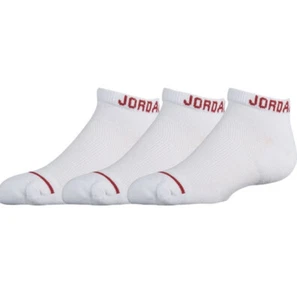 Nike Jordan Jumpman No Show Socks Youth 3Y-5Y White/Red, 3-Pairs - Picture 1 of 4