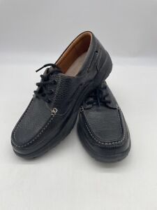 Dr. Comfort Patrick 8510 Therapeutic Black Leather Boat Shoes Pebbled Size 8.5XW