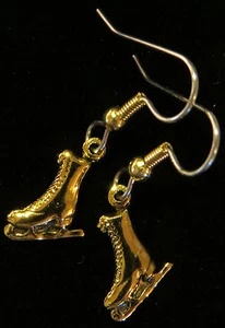 Eiskunstläufer Schlittschuh Ohrringe 24 Karat Goldplatte Schlittschuhe Wintersport Eisbahn - Bild 1 von 4