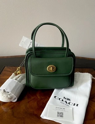 COACH Originals Hunter Green Glovetanned Leather Mini Safari Crossbody Bag $350 - Image 1 of 4
