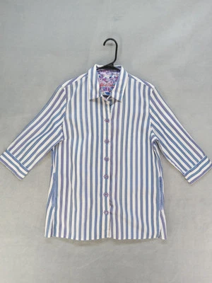 Robert Graham Top Women’s Blue Striped Button Up Blouse Shirt Flip Cuff *READ* - Image 1 of 4