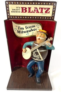 RARE Blatz Vintage Cast Metal Barrel Banjo Player Man Statue Figure Milwaukee - Bild 1 von 12