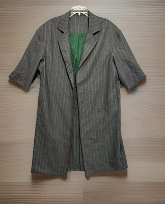 Abrigo Largo Algodón Gris Talla XL Rayas Unisex XL Mangas Recortadas Foto 1 de 4