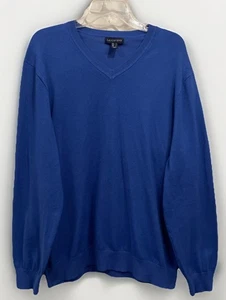 Lands End Blue Knit Long Sleeve V Neck Pullover Sweater Men’s Size Large - Picture 1 of 7