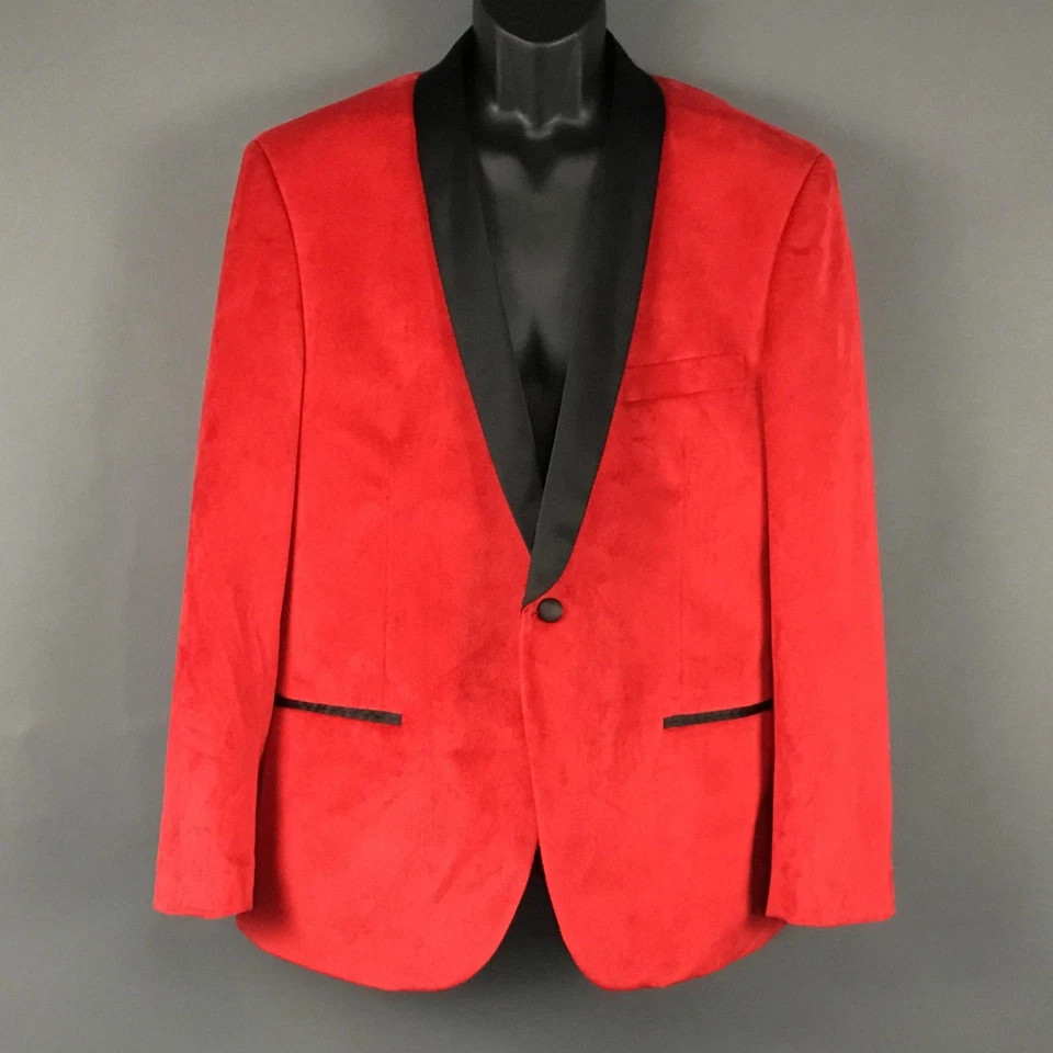 Chaqueta Blazer Esmoquin Cuello Chal Terciopelo Rojo Para Hombre Ferrecci Talla EE. UU. Foto 1 de 4