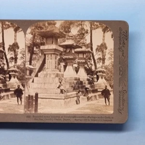 Osaka Japan Stereoview 3D um 1905 Echt Foto Asien Shinto Tempel Meer Gott Laternen - Bild 1 von 3