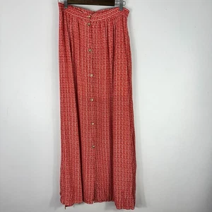 Falda Colibrí Mujer L Roja Blanca Botón Frontal Maxi Suave Boho Cottagecore - Imagen 1 de 12