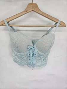 Victoria's Secret Longline gepolsterter Halb Spitzen-BH Größe 32DD Cottagecore sexy - Bild 1 von 5