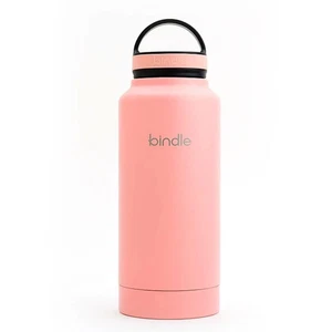 Botella de agua de acero inoxidable Bindle® 24 fl oz con almacenamiento incorporado, coral - Imagen 1 de 5