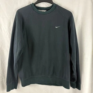 Sudadera De Colección Y2K Nike Cuello Redondo Para Hombre Mediana Plateada Etiqueta Desteñida Negra - Imagen 1 de 6