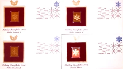 Christmas  Holiday Snowflakes  COMPLETE SERIES OF ALL 4!  Golden Replica Stamps - Image 1 of 4