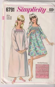 6791 SIMPLICITY c.1966 - CAMISÓN en 2 longitudes - Talla 10 B 31" - Imagen 1 de 2