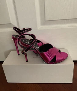 Neu Gucci Betsy Sandalen mit Riemen rosa/fuchsia G Absatz Made in Italy *Größe 38 1/2* - Bild 1 von 12