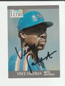1991 Fleer Ultra handsignierte #212 Vince Coleman Karte, New York Mets - Bild 1 von 2