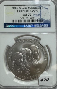 2013 W GIRL SCOUTS COMMEMORATIVE $1 EARLY RELEASES NGC MS 70 - Picture 1 of 4