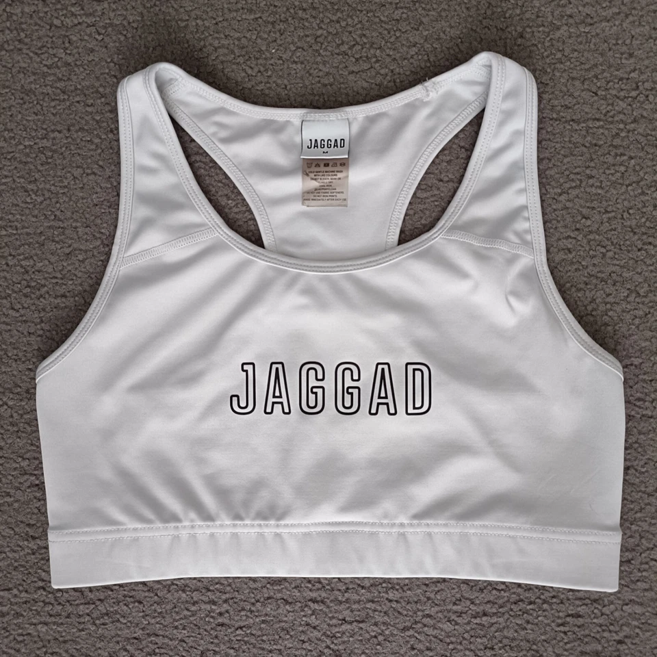 Jaggad Womens White Sports Bra Activewear Gym Training Racerback Crop Top Size M - image 1 of 4