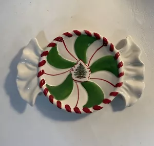 Bastón de caramelo de árbol de Navidad Spode vintage pintado a mano plato como nuevo sin caja - Imagen 1 de 8