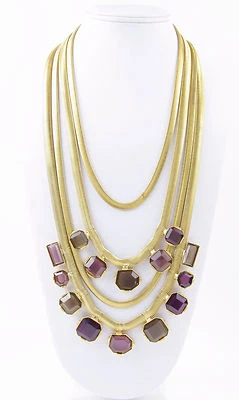 Kenneth Cole Нью-Йорк золотистый фиолетовый камень змея цепочка ожерелье современный $145 - Изображение 1 из 3