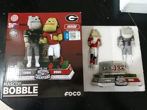 UGA Bulldogs National Champions Then and Now Bobbleheads. University Of Georgia Cover