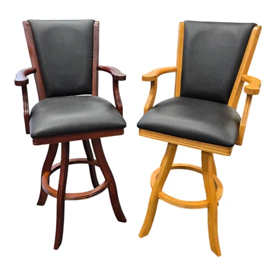 Real Wood 30" Bar Height Seat Swivel Bar Stool with Backrest and Armrests - 1ea - Image 1 of 3