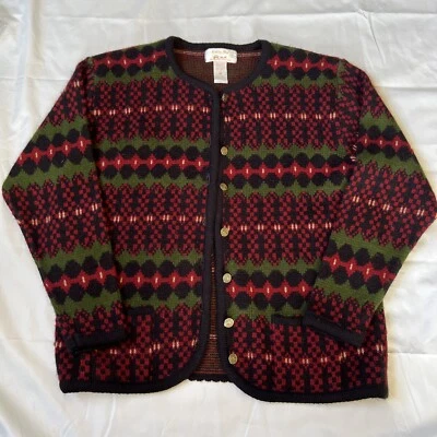 Cardigã feminino vintage Tally Ho suéter com botões tamanho médio bolsos acrílicos - Imagem 1 de 4