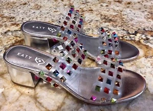 KATY PERRY The Kenzie Metallic Stud 2" Heel Open Toe Sandals NEW Womens Sz 6.5 - Picture 1 of 6