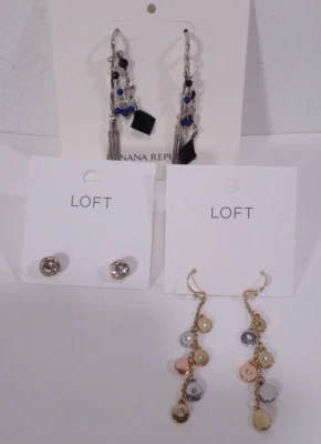 Ann Taylor LOFT Banana Republic Stud tri Color Banana Republic Feather Earrings - Image 1 of 4